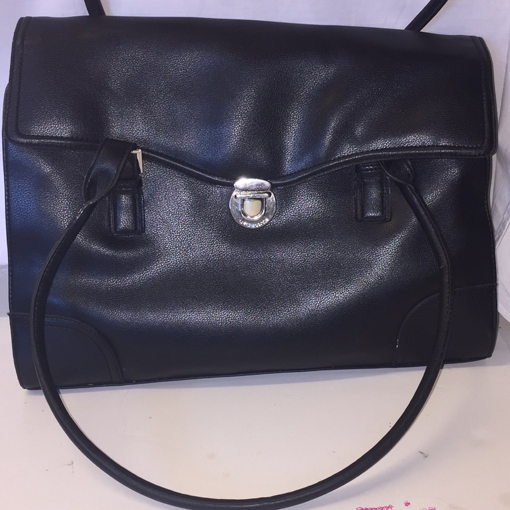 Liz Claiborne Classic Black Leather Briefcase